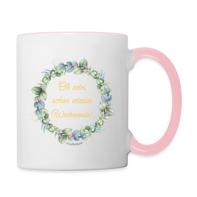 Produktbild weisse Tasse mit Design Wochenende